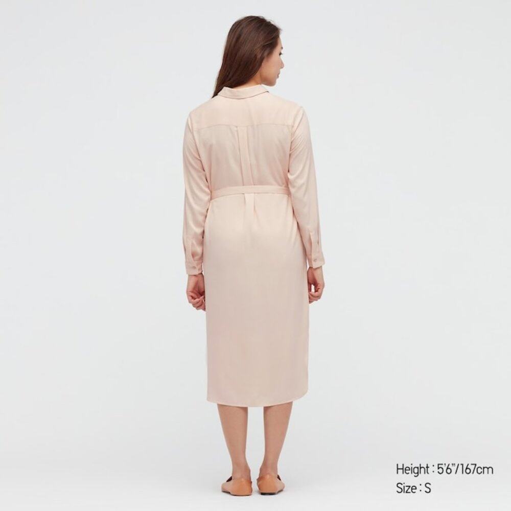 Uniqlo Pink Rayon Long-Sleeve Shirt Dress - Picture 4 of 16